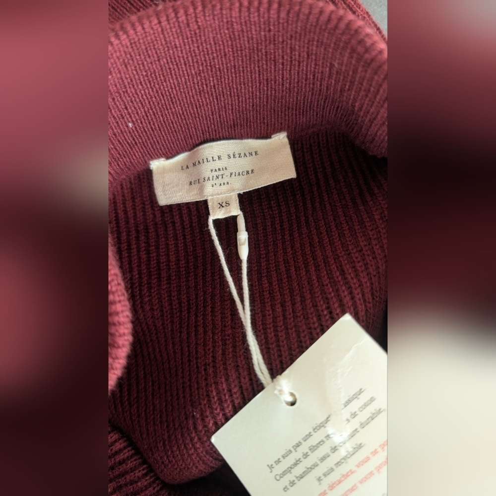 Sezane Naelle Skirt, Merino Wool, Burgundy, Size XS, NWT - Picture 6 of 9